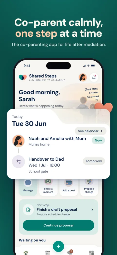 The Home screen: today's plan for both homes at a glance.