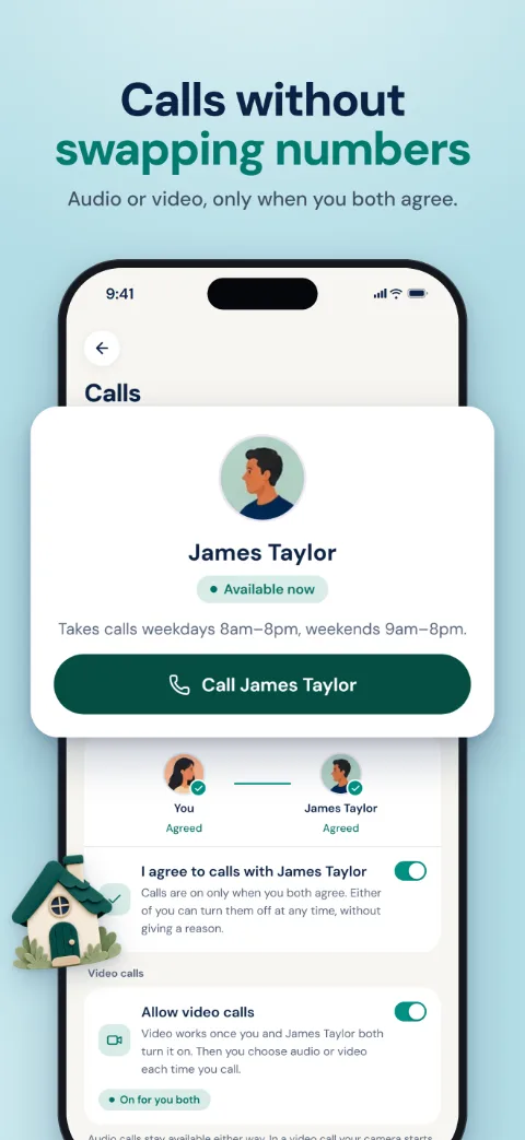 Calling the other parent in the app, without sharing phone numbers.